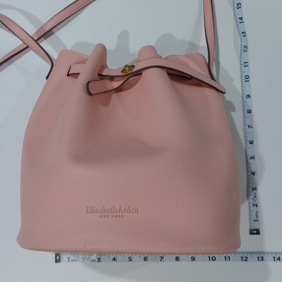 Elizabeth Arden Pink Bucket Tote Bag Turnlock Drawstring Crossbody Size 12 x 11" - Picture 7 of 8